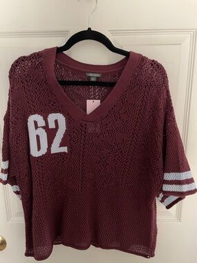 Maroon Varsity Knit Jersey Sweater